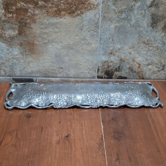 Arthur Court Cast Aluminum Repousse Grapes Rectangle Serving Platter Tray 1995 - Picture 5 of 12
